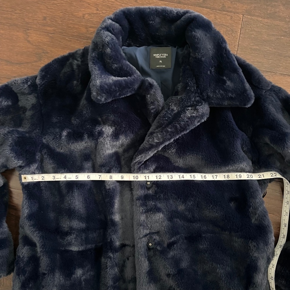 NWT Women's Simply Vera Vera Wang Blue Faux Fur Coat Size XL - Picture 13 of 15